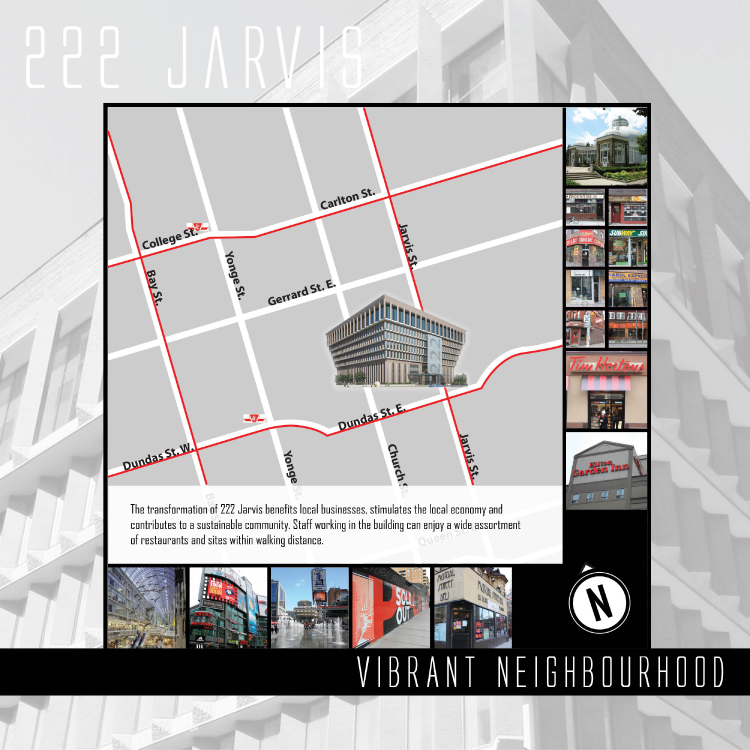 Poster for 222 Jarvis showing the neighborhood amenities