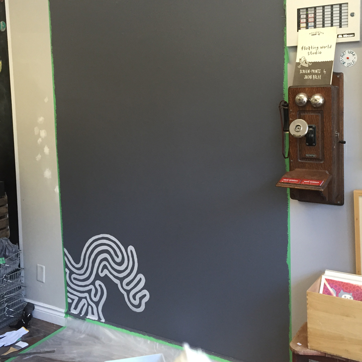 Photo of display wall pattern getting painted on wall