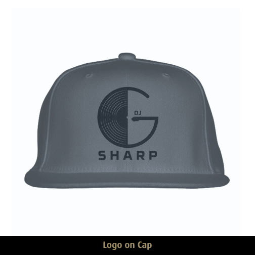 DJ G Sharp Logo in black on grey cap