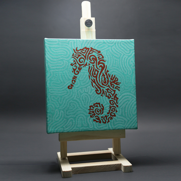 Photo of seahorse painting on easel