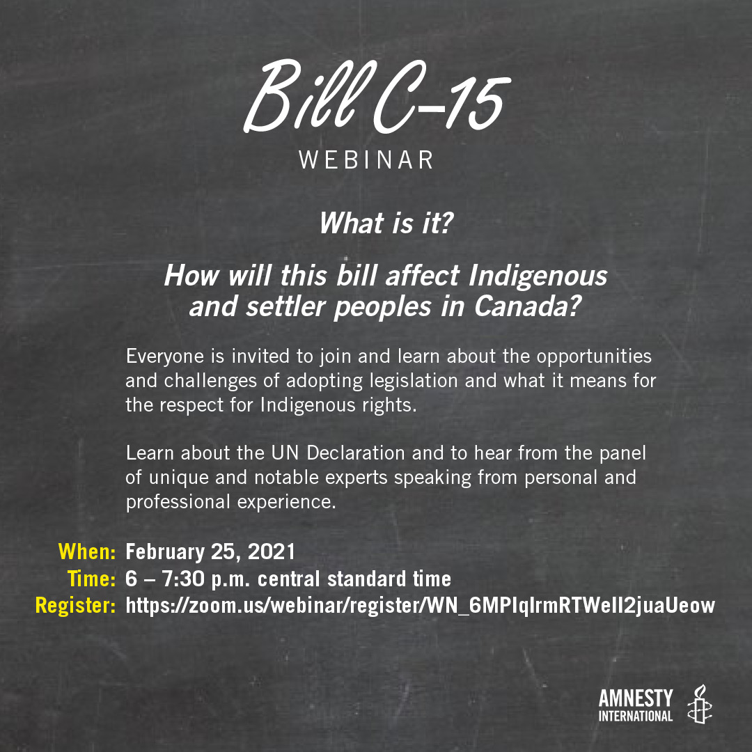 Bill C15 Webinar, What is it? How will this bill affect Indigenous and settler peoples in Canada?