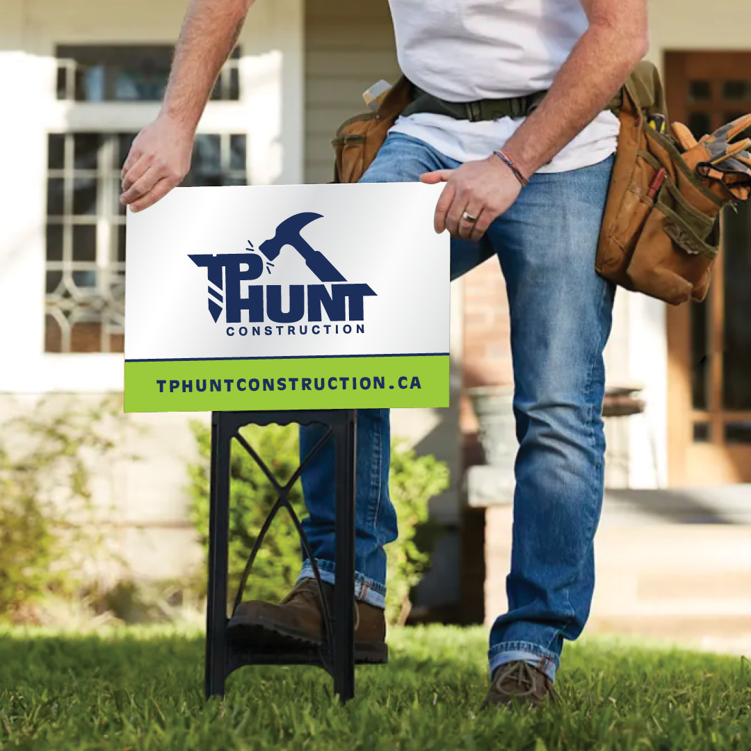 Logo: TP Hunt Construction lawn sign